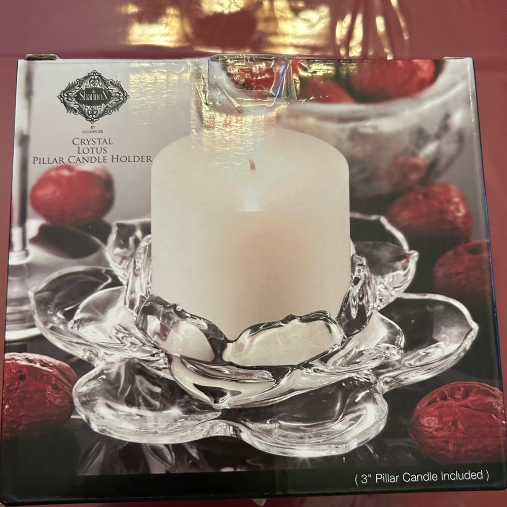 Crystal Lotus Pillar Candle Holder